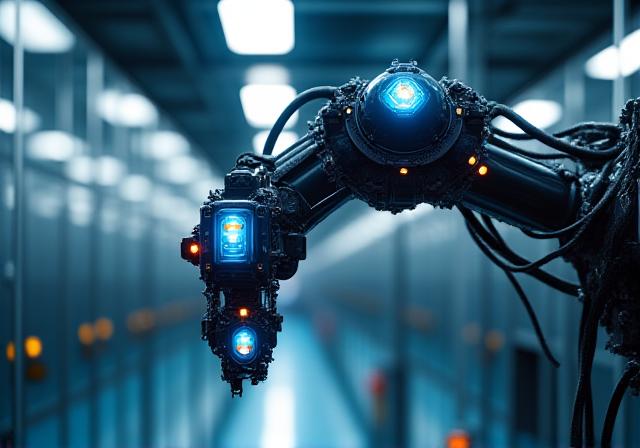 Braccio robotico industriale con sensori di monitoraggio avanzati